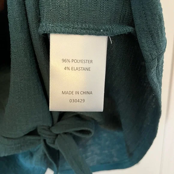 Sussan Size L Teal Green Tie Front Top Long Sleeve Blouse - Picture 4 of 15